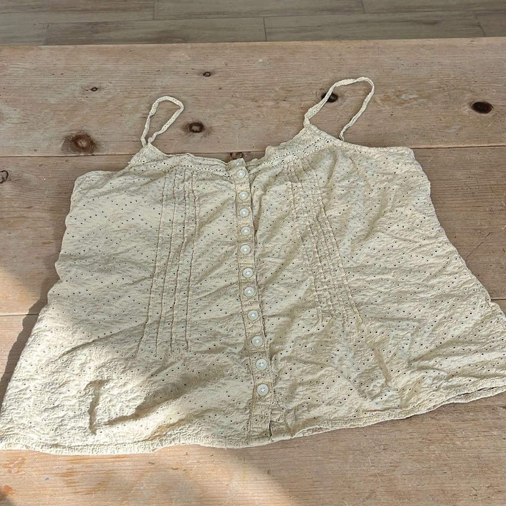 Women's Cream Sleeveless Top